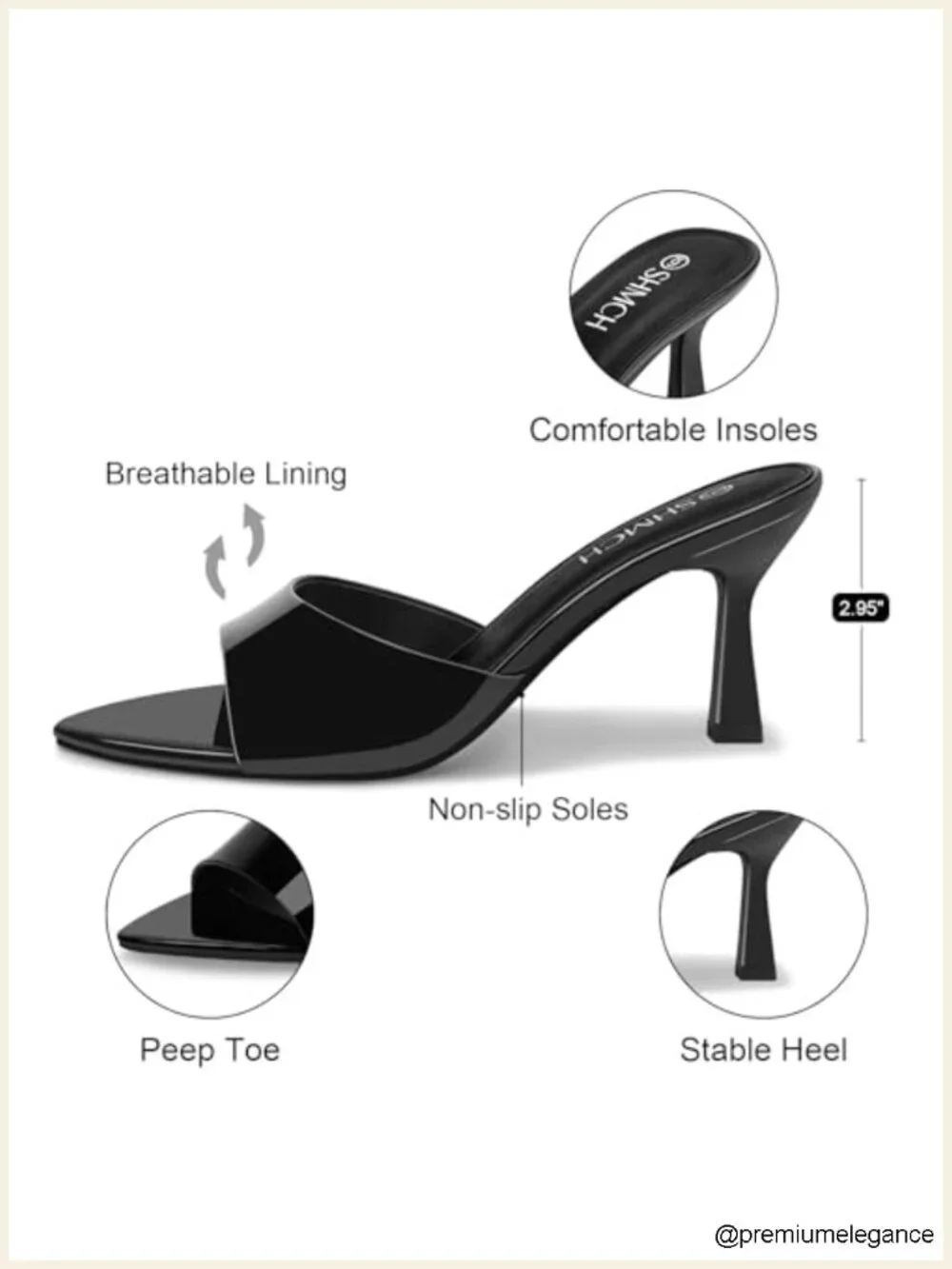 Pointed Toe Kitten Heel Mule Sandals, Slip On Open Toe Heels for Women